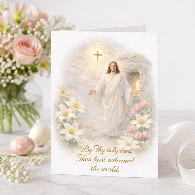 Easter Scripture Risen Christ Floral Holiday Card (Creator Uploaded)
