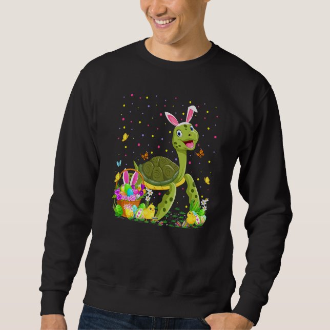 Easter Sea Turtle Bunny Egg Hunting Sea Turtle Eas Sweatshirt (Front)