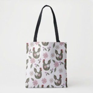Easter seamless pattern with chicken. tote bag