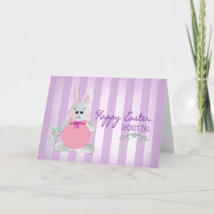 Easter - Secret Pal - Bunny - Purple Stripes Holiday Card