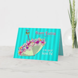 Easter - Secret Pal - Umbrella/Flowers Holiday Card