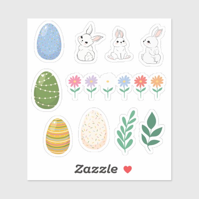 Easter Set, Bunnies, Eggs, Flowers (Sheet)