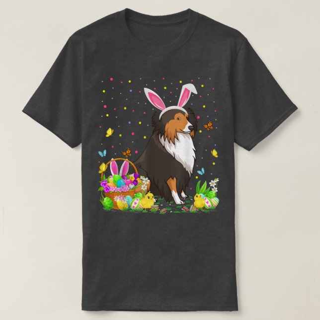 Easter Sheltie Dog Bunny Egg Hunting Sheltie Easte T-Shirt (Design Front)