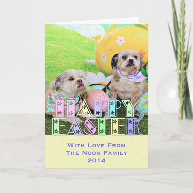 Easter - Shih Tzu - Clementine and Winston Holiday Card (Front)