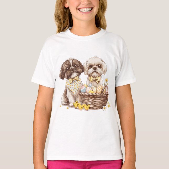 Easter Shih Tzu Dogs T-Shirt (Front)