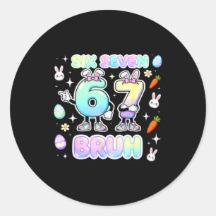Easter Six Seven Bruh Bunny Classic Round Sticker