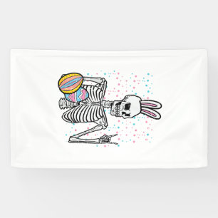 Easter Skeleton Bunny Rock Hand Rocker Boys Kids M Banner