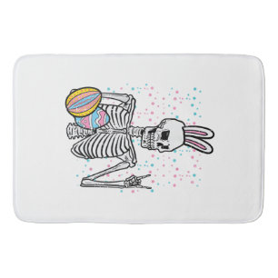 Easter Skeleton Bunny Rock Hand Rocker Boys Kids M Bath Mat