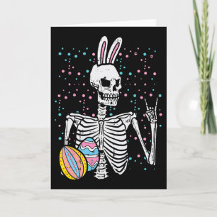 Easter Skeleton Bunny Rock Hand Rocker Boys Kids M Card