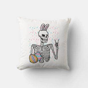 Easter Skeleton Bunny Rock Hand Rocker Boys Kids M Cushion