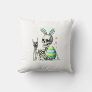 Easter Skeleton Bunny Rock Hand Rocker Boys Kids M Cushion