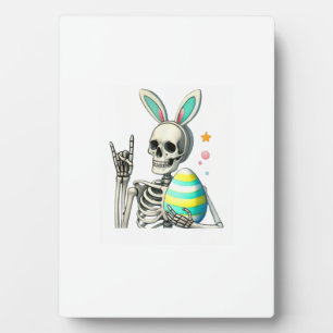 Easter Skeleton Bunny Rock Hand Rocker Boys Kids M Plaque