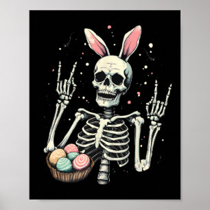 Easter Skeleton Bunny Rock Hand Rocker Boys Kids M Poster