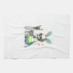 Easter Skeleton Bunny Rock Hand Rocker Boys Kids M Tea Towel