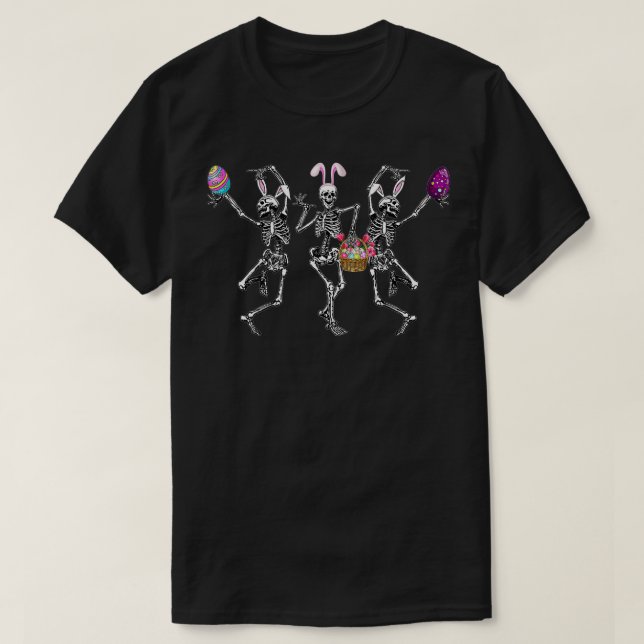 Easter Skeleton Dancing, Funny Easter, Cute Skelet T-Shirt (Design Front)