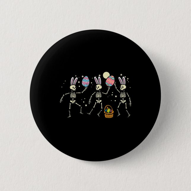 Easter Skeletons Dancing Eggs Funny Bones Men Wome 6 Cm Round Badge (Front)
