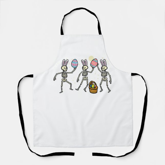 Easter Skeletons Dancing Eggs Funny Bones Men Wome Apron (Front)