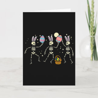 Easter Skeletons Dancing Eggs Funny Bones Men Wome Card