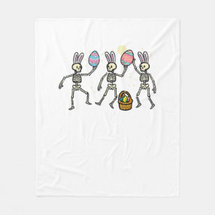 Easter Skeletons Dancing Eggs Funny Bones Men Wome Fleece Blanket