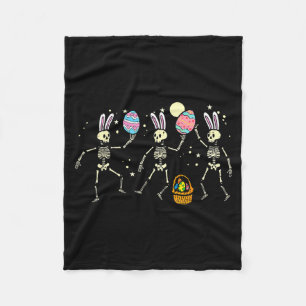 Easter skeletons dancing eggs funny bones men wome fleece blanket
