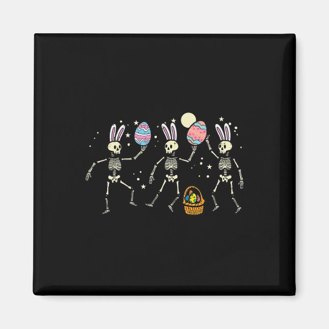 Easter Skeletons Dancing Eggs Funny Bones Men Wome Magnet (Front)
