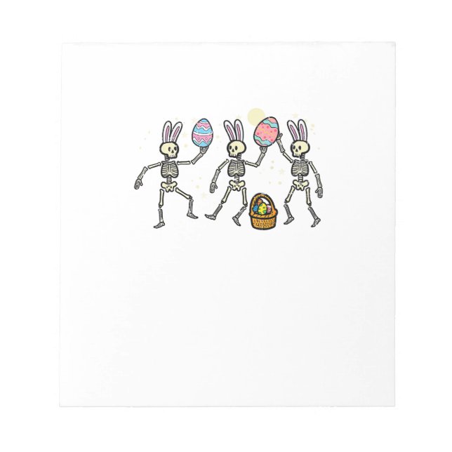 Easter Skeletons Dancing Eggs Funny Bones Men Wome Notepad (Front)