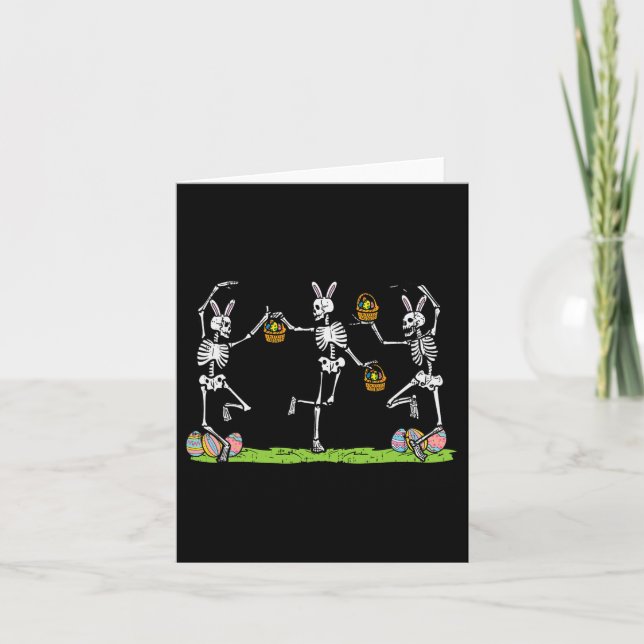 Easter Skeletons Dancing Funny Bunny Bones Women M Card (Front)