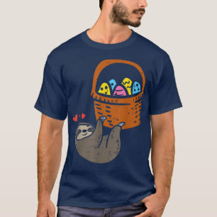 Easter Sloth Hanging Egg Basket Cute Animal Men Wo T-Shirt