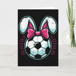 Easter Soccer Ball Bunny Ears Bow Cute Boys Girls  Card