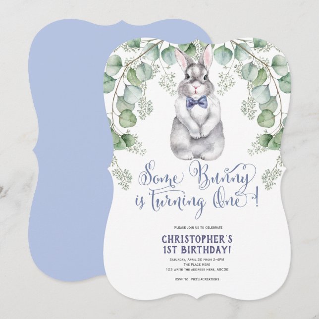 Easter, some bunny is One, 1st birthday Invitation (Front/Back)
