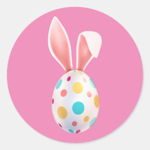 " EASTER" SPECKLED EGG & BUNNY EARS CLASSIC ROUND CLASSIC ROUND STICKER