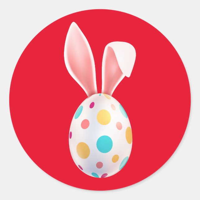 " EASTER" SPECKLED EGG & BUNNY EARS  CLASSIC ROUND CLASSIC ROUND STICKER (Front)