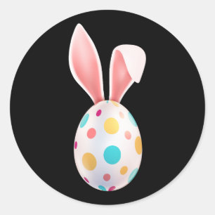" EASTER" SPECKLED EGG & BUNNY EARS  CLASSIC ROUND STICKER