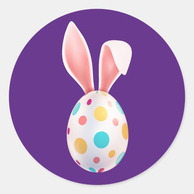 " EASTER" SPECKLED EGG & BUNNY EARS  CLASSIC ROUND STICKER (Front)
