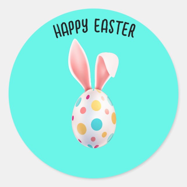 " EASTER" SPECKLED EGG & BUNNY EARS  CLASSIC ROUND STICKER (Front)