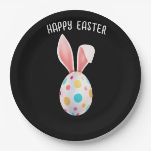 " EASTER" SPECKLED EGG & BUNNY EARS PAPER PLATES