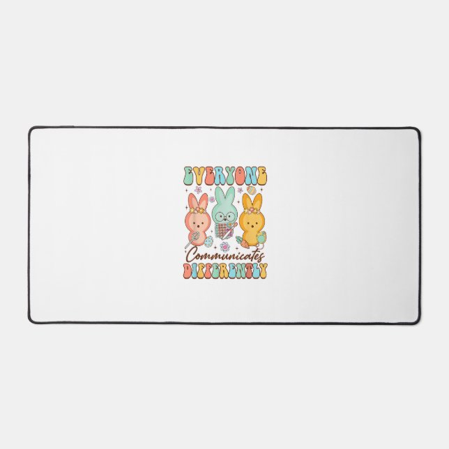 Easter Speech Therapy SLP Everyone Communicates Di Desk Mat (Front)