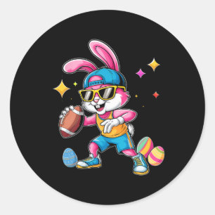 Easter Sport Happy Easter Bunny Playing Footbyll K Classic Round Sticker