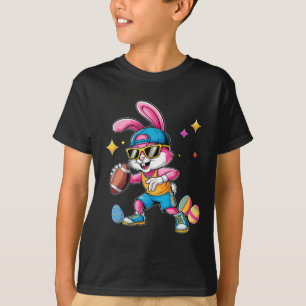Easter Sport Happy Easter Bunny Playing Footll Kid T-Shirt