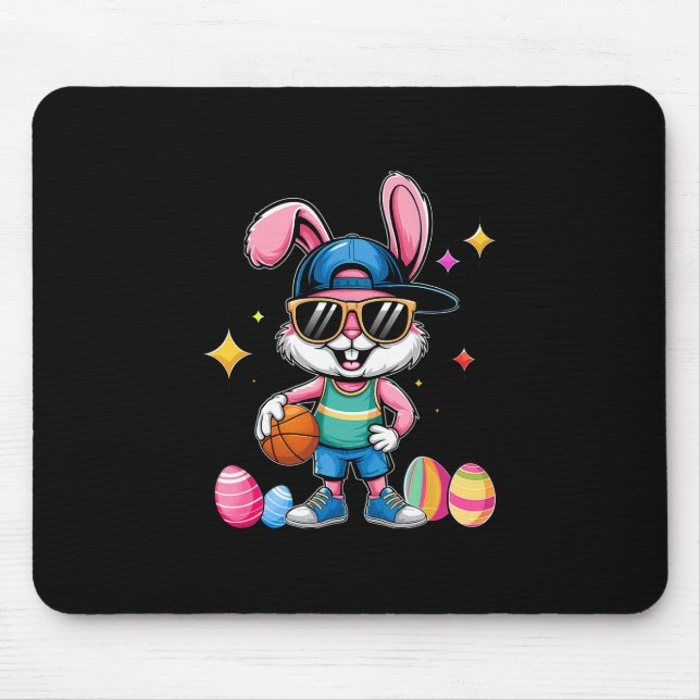Easter Sport Happy Easter Bunny Playing Sketll Kid Mouse Pad (Front)