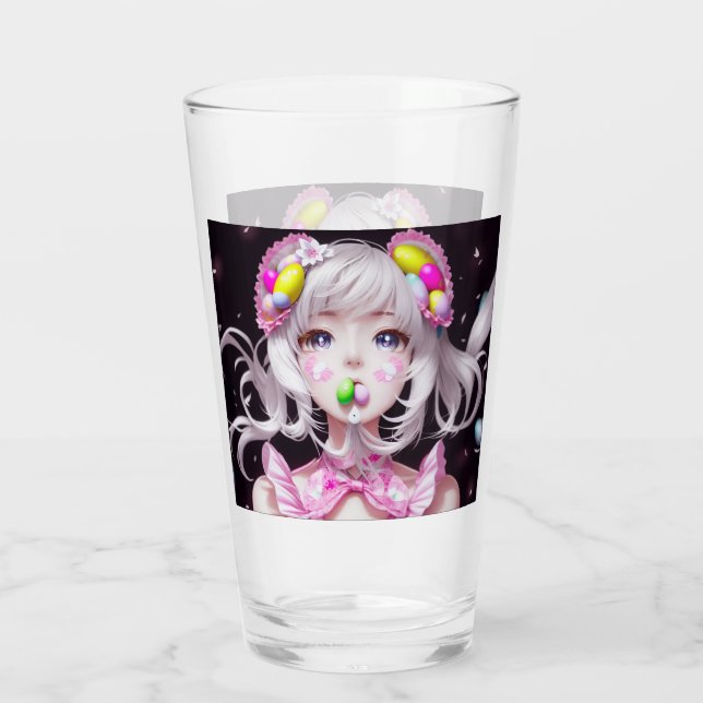 Easter/spring Anime girl  Glass (Back)