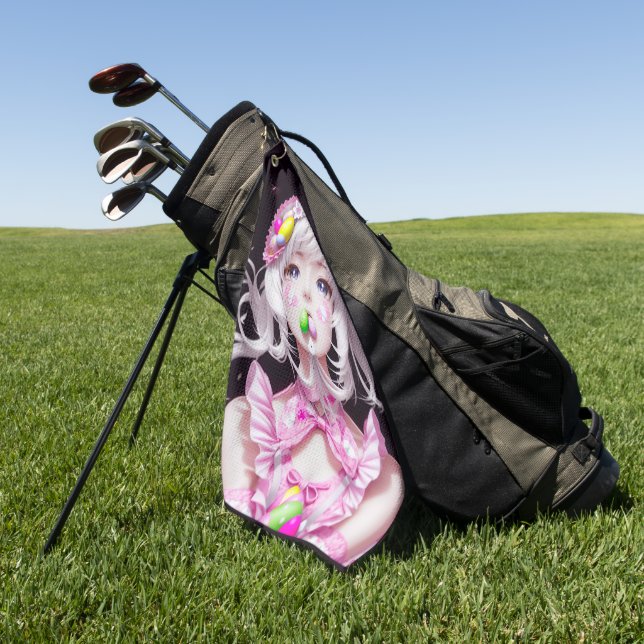 Easter/spring Anime girl  Golf Towel (Green)