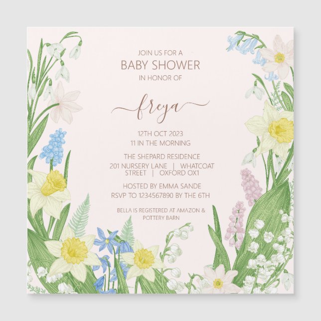 Easter Spring Baby Shower Magnetic Invitation (Front)