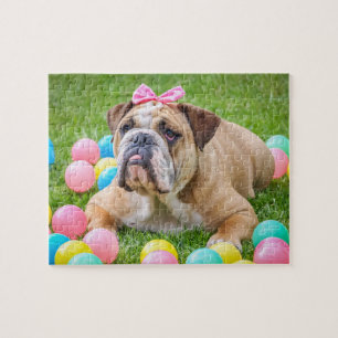 Easter Spring Bull Dog Jigsaw Puzzle