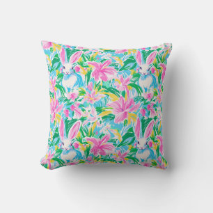 Easter Spring Bunnies Flowers Preppy Cushion