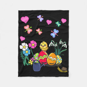 Easter Spring Chicks Easter Festival Flowers Child Fleece Blanket