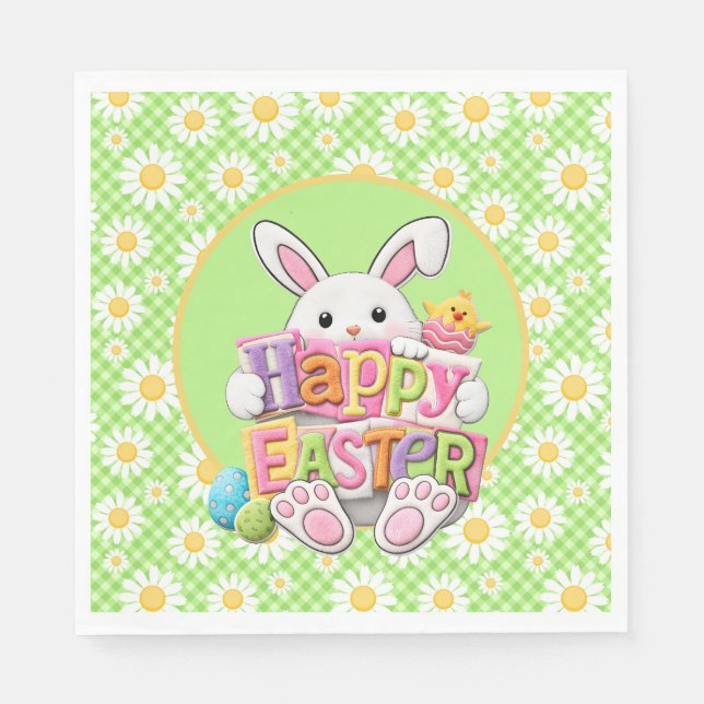 Easter Spring Daisy Bunny  Napkin (Front)