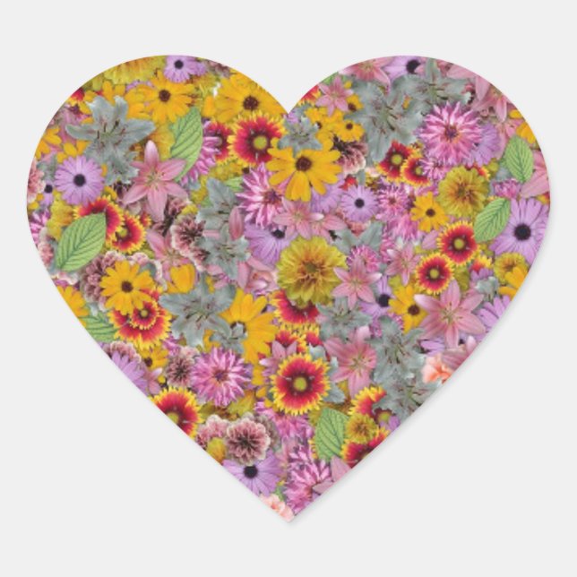 Easter Spring Love Pretty Colourful Flowers Bloom Heart Sticker (Front)