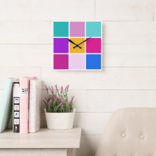 Easter Spring Time Squares Square Wall Clock