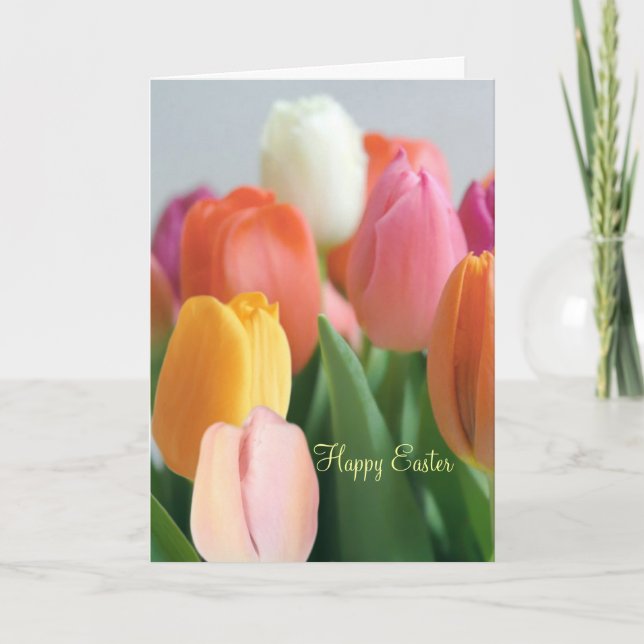 Easter. Spring tulips. Greetings. Holiday Card (Front)